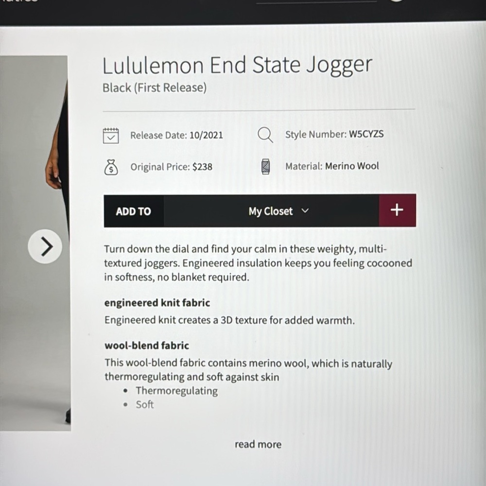 LULULEMON End State Joggers Black Sz4 $238 - Picture 9 of 9